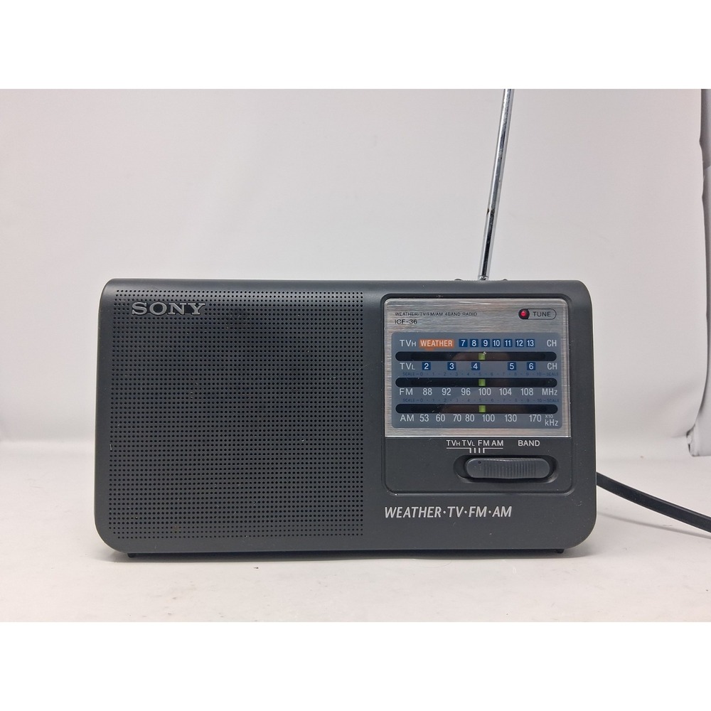 Sony ICF-36 Weather TV FM AM 4-Band Portable Radio Tested and Working AC Cord